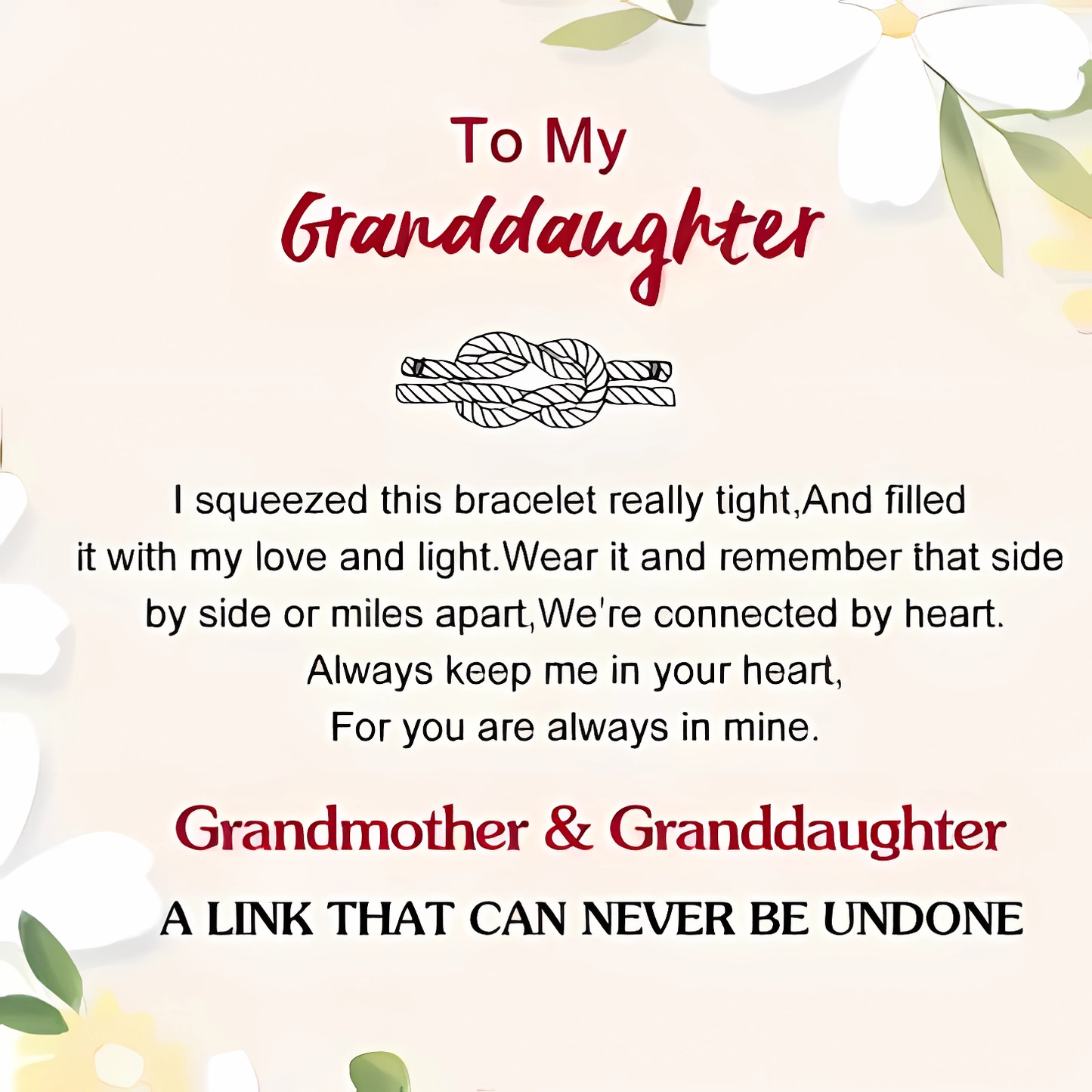 FOR GRANDDAUGHTER🩷A LINK THAT CAN NEVER BE UNDONE Peach Blossom Knot Bracelet