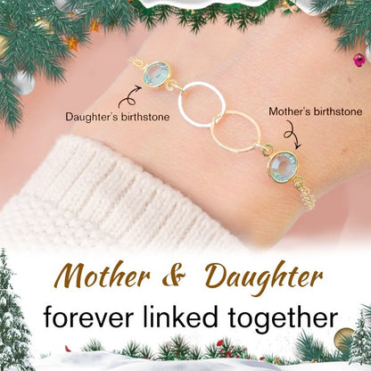 Mother And Daughter Forever Linked Together Custom Birthstones Bracelet