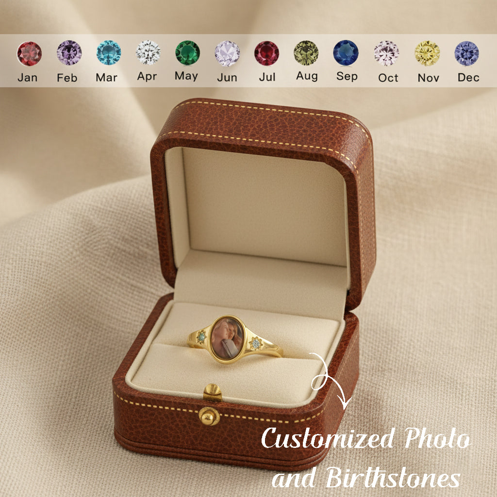 For Love-Photo Birthstone Custom Ring