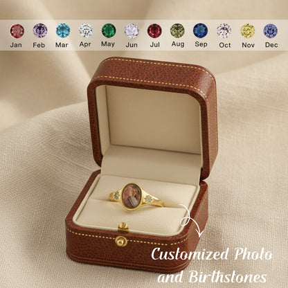 For Love-Photo Birthstone Custom Ring