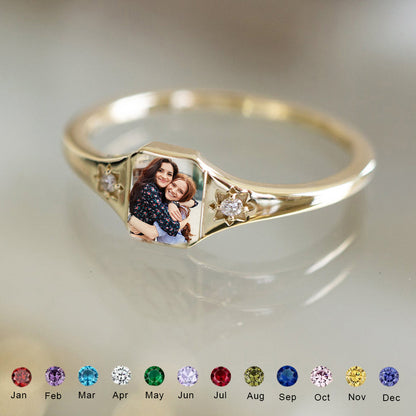 For Sister - Photo Birthstone Custom Ring