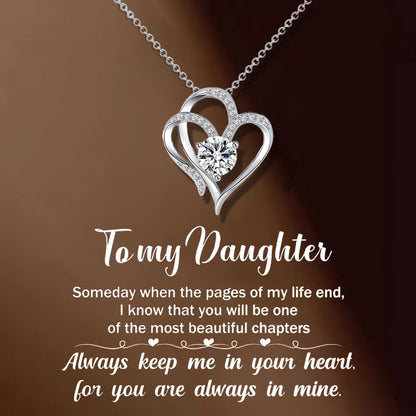 For Daughter -I Love You Forever Heart Diamond Necklace