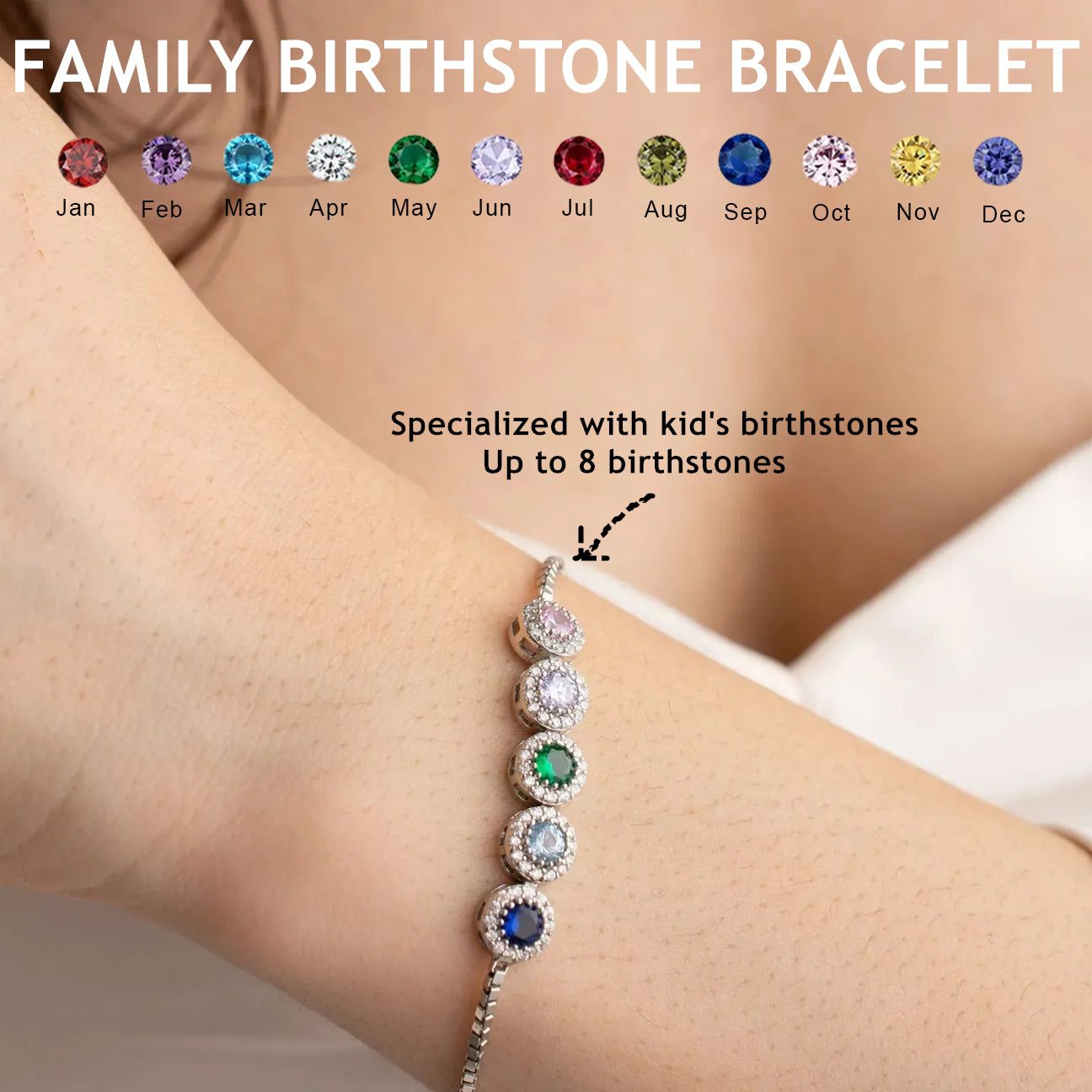 FOR LOVE -  FAMILY CUSTOM BIRTHSTONE  BRACELET