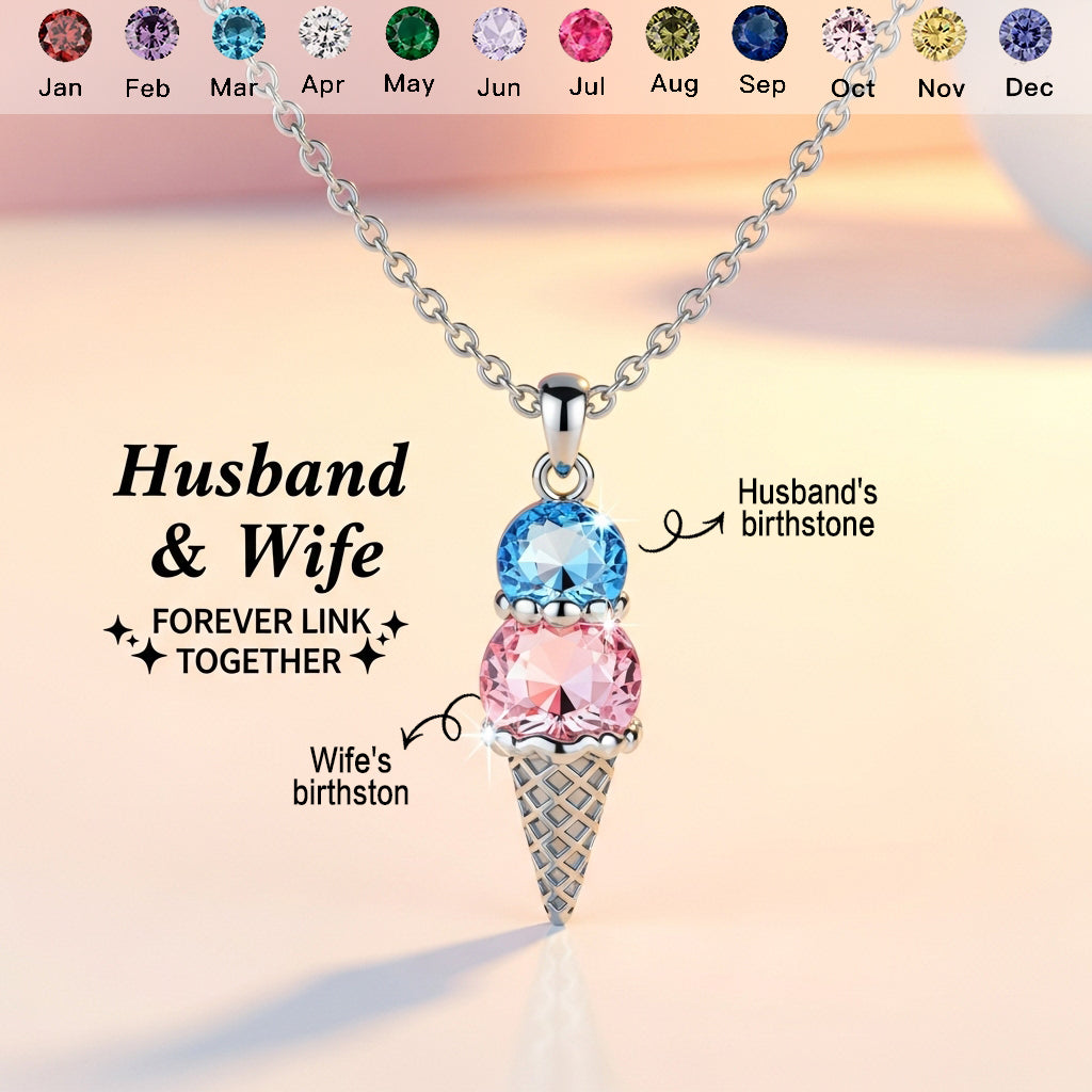 For Love- Custom Sweet Ice Cream Birthstones Necklace