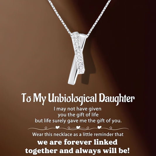 FOR UNBIOLOGICAL DAUGHTER - WE ARE FOREVER LINKED TOGETHER INTERLOCKING NECKLACE