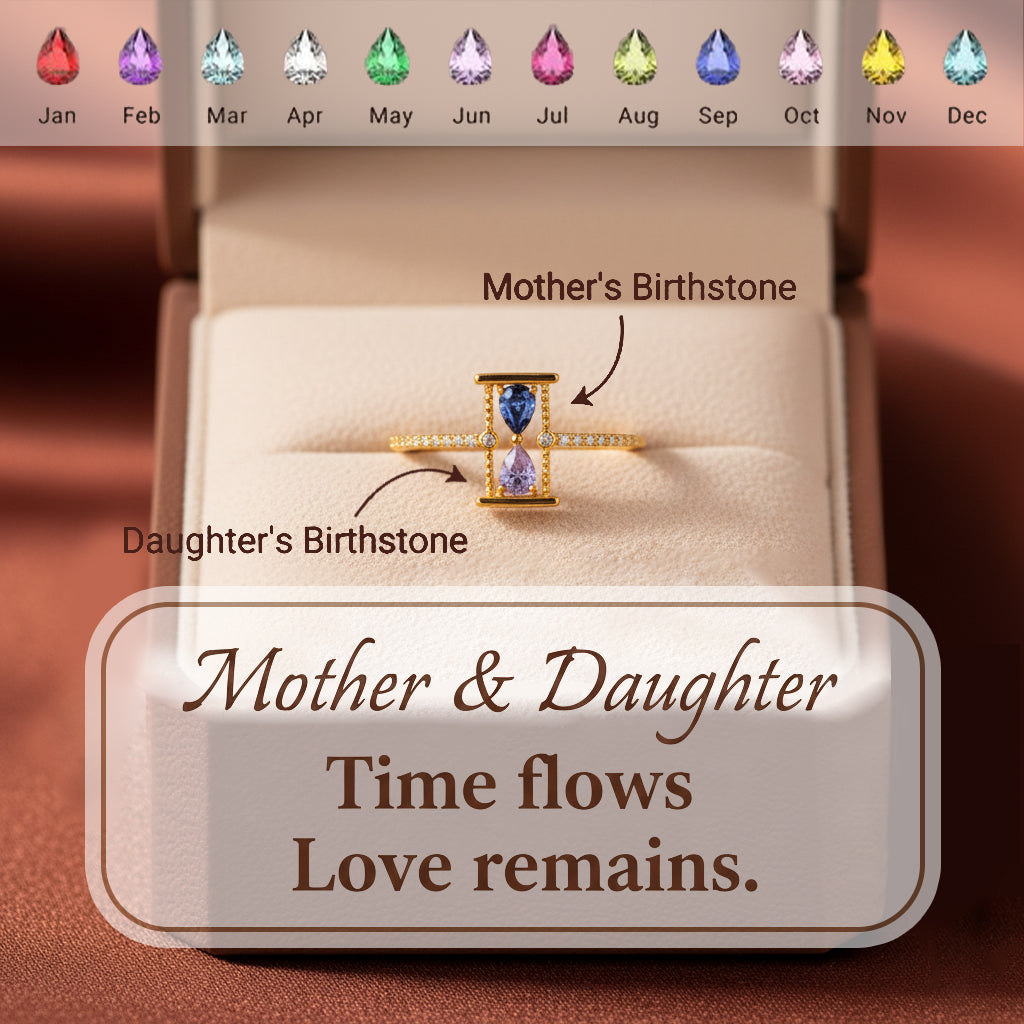 Love Remains Hourglass Double Birthstone Ring
