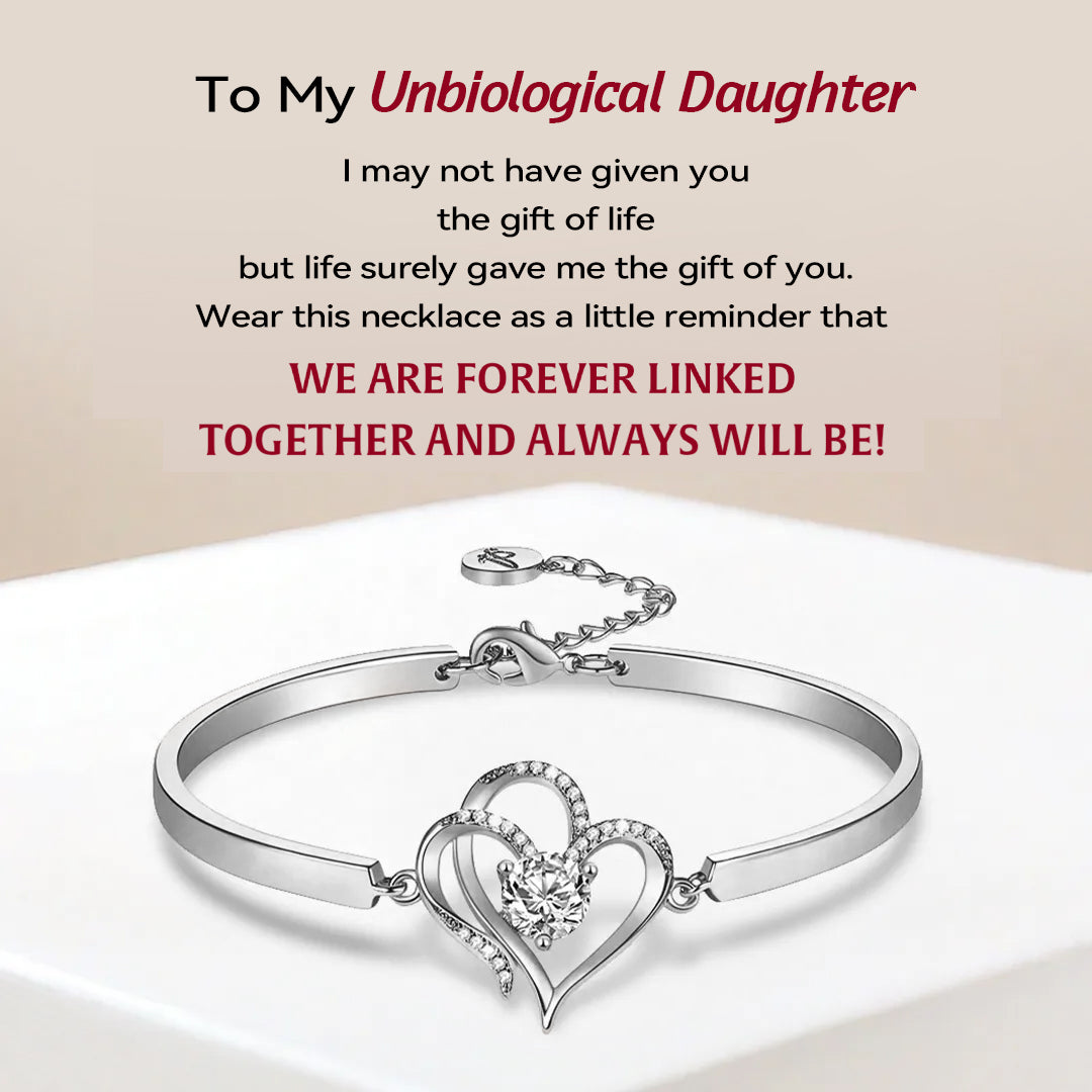 For Unbiological Daughter -I Always With You Double Heart Diamond Bracelet