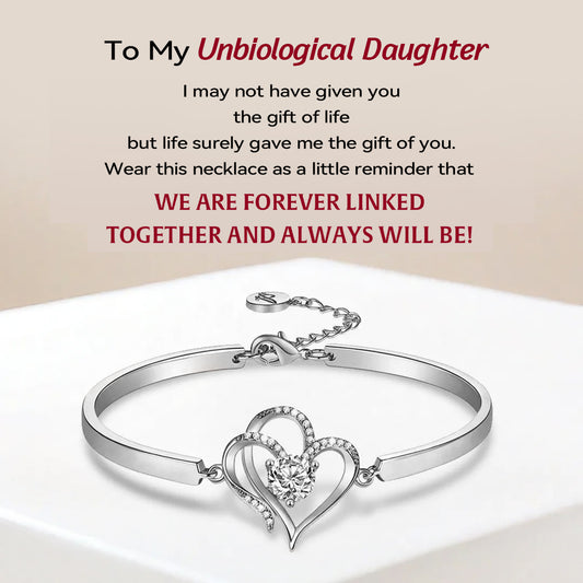For Unbiological Daughter -I Always With You Double Heart Diamond Bracelet