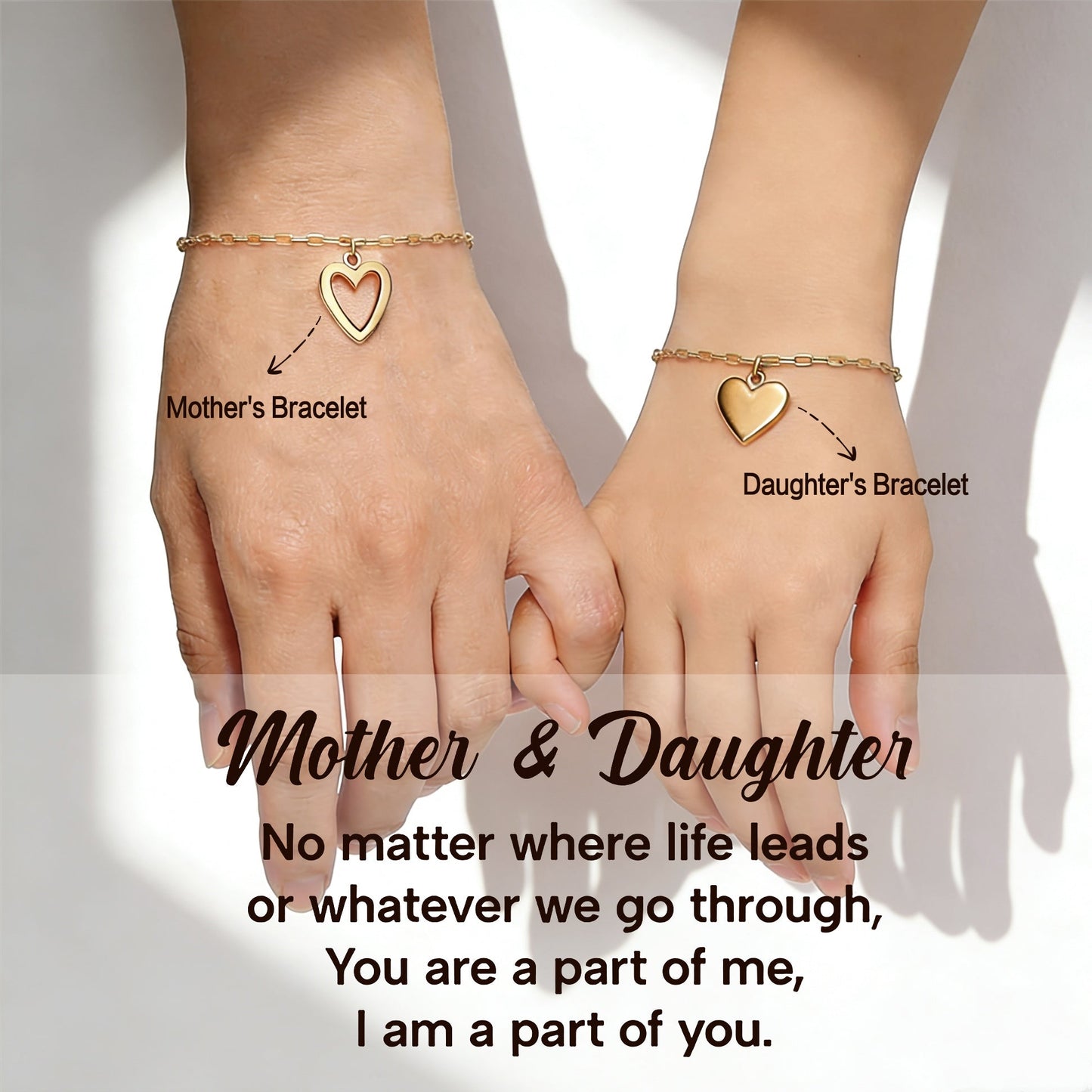 Mother & Daughter Forever Together Heart bracelet