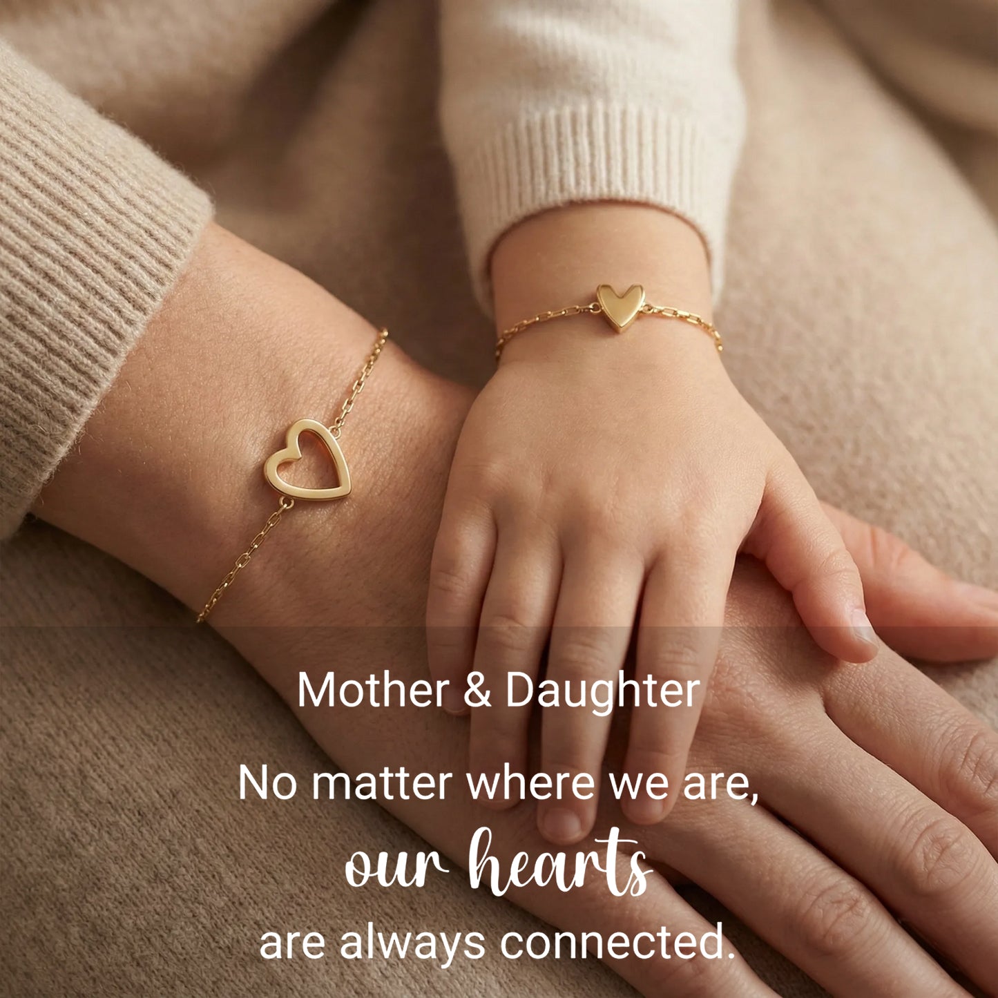 Mother & Daughter Matching Heart Beat Bracelet Set
