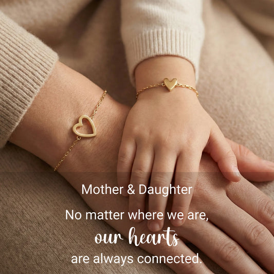 Mother & Daughter Matching Heart Beat Bracelet Set