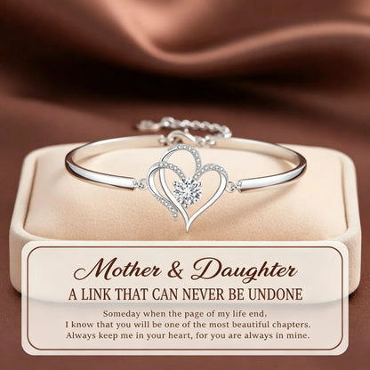 To My Daughter- We Are Connected By Heart Diamond Bracelet