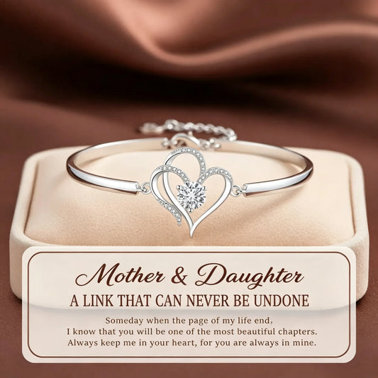To My Daughter- We Are Connected By Heart Diamond Bracelet