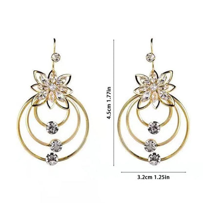 ITALIAN STYLE CRYSTAL LOTUS HOOP EARRINGS