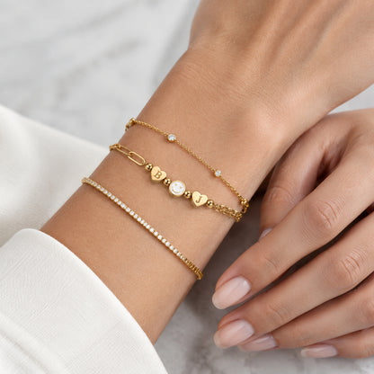 For Friend – You're My Favorite Bitch Custom Initial Hearts & Smiley Face Bracelet