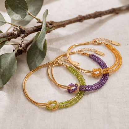 For Her – She Was Born to Be Strong Personalized Birthstone Beaded Knot Bracelet
