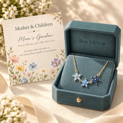Mom’s Garden – Mother&Children Personalized Floral Birthstone Necklace