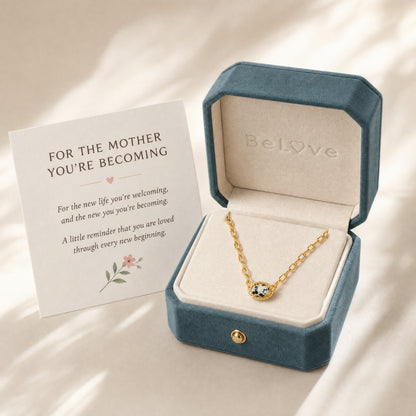 For the Mother You're Becoming-Dalmatian Jasper Egg Pendant Necklace