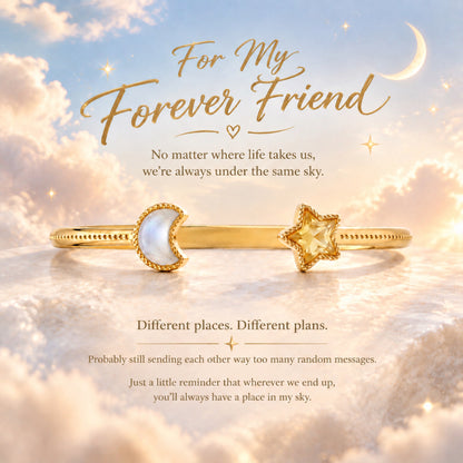 For Friend – Same Sky Forever Friend Gold Open Cuff Bracelet