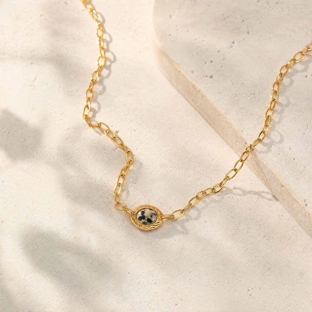 For the Mother You're Becoming-Dalmatian Jasper Egg Pendant Necklace