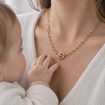 For the Mother You're Becoming-Dalmatian Jasper Egg Pendant Necklace
