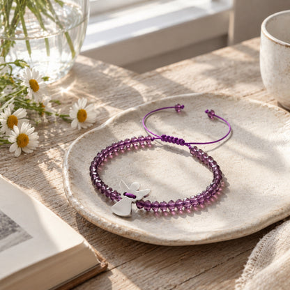 For Memorial–Loved One Guardian Angel Amethyst Bracelet
