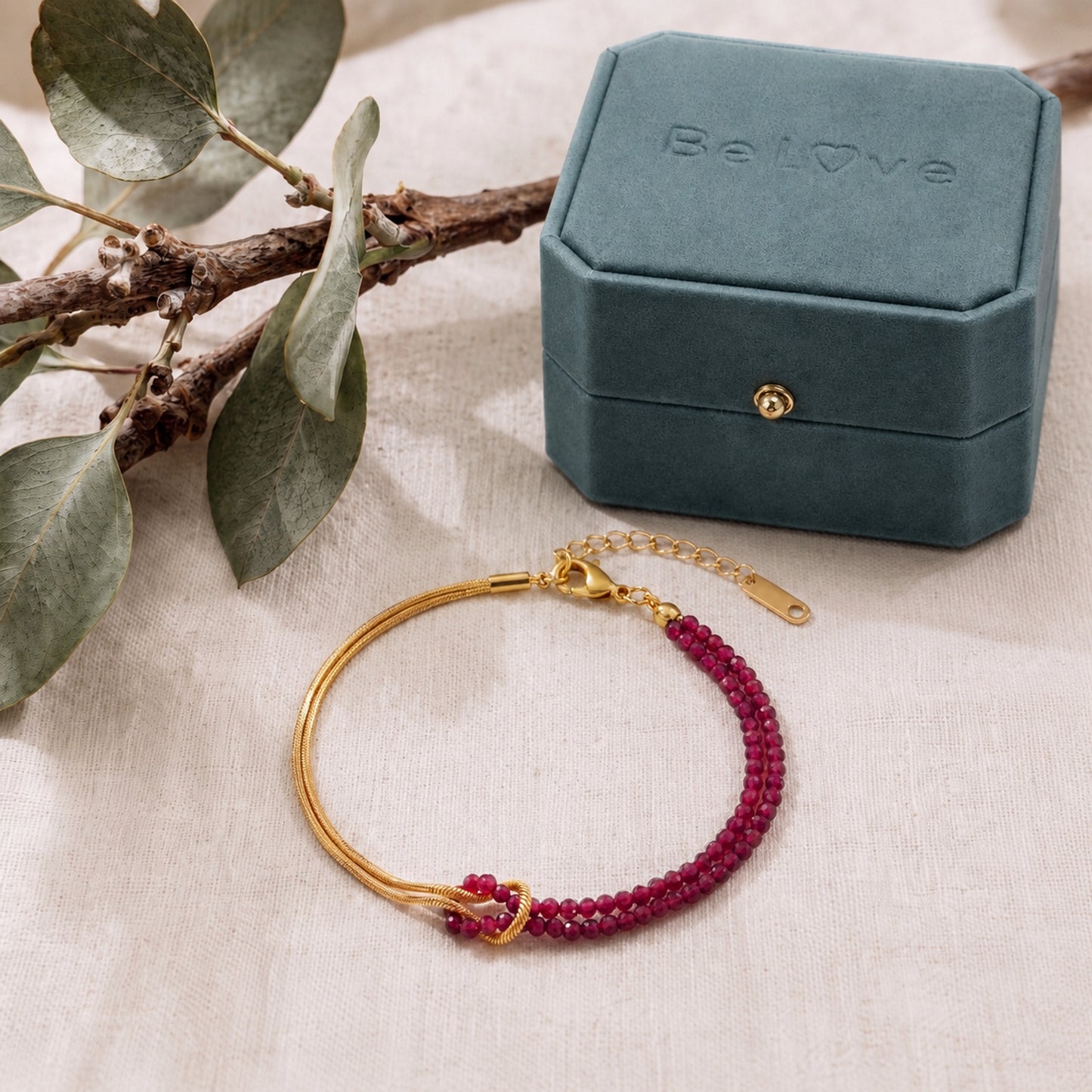 For Her – She Was Born to Be Strong Personalized Birthstone Beaded Knot Bracelet