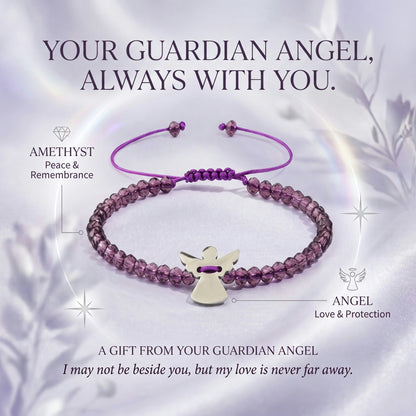 For Memorial–Loved One Guardian Angel Amethyst Bracelet