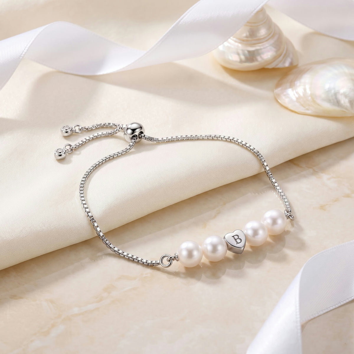 For Daughter - A Mother’s Love Personalized Pearl Initial Bracelet