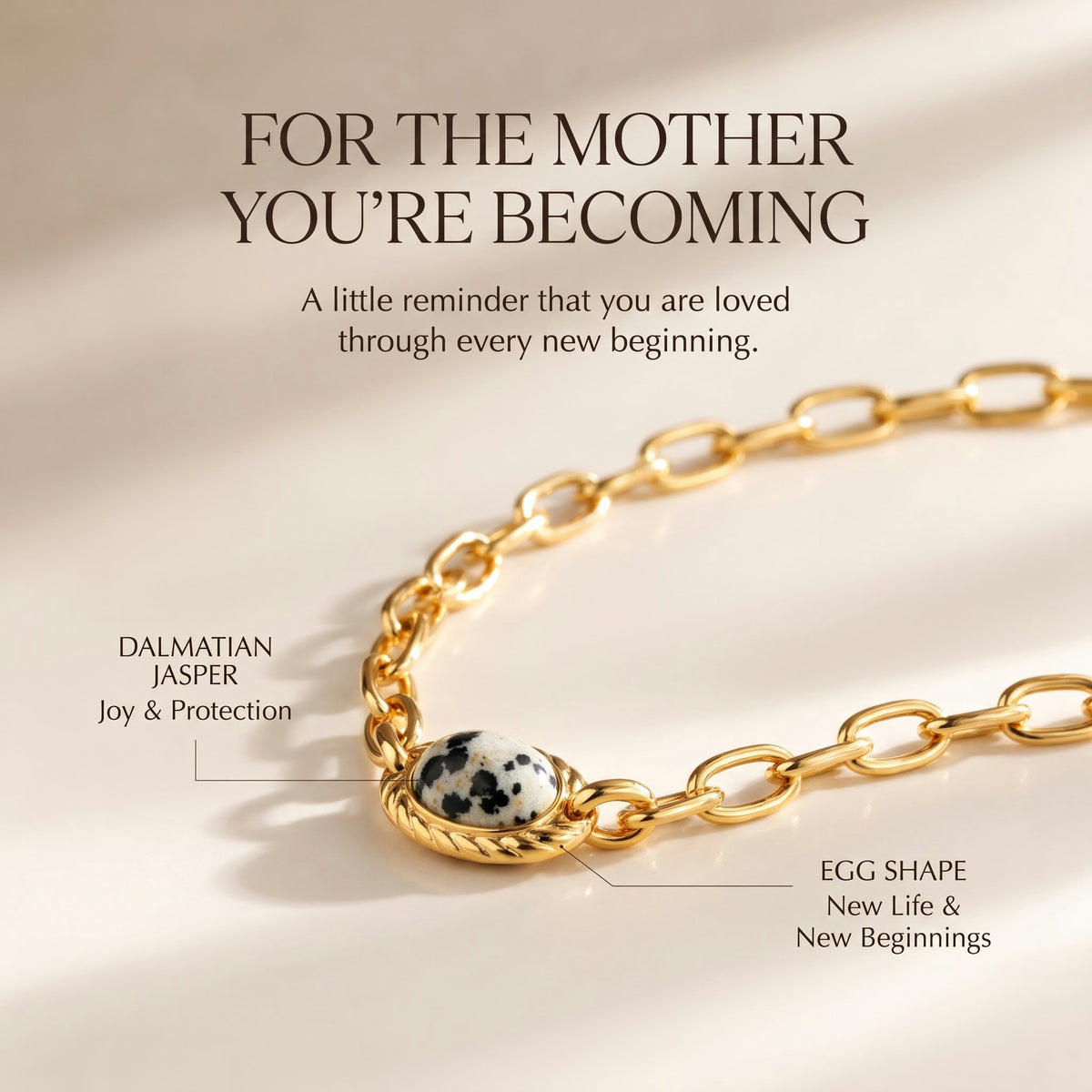 For the Mother You're Becoming-Dalmatian Jasper Egg Pendant Necklace