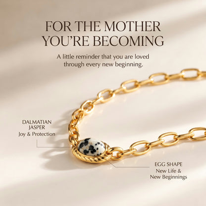 For the Mother You're Becoming-Dalmatian Jasper Egg Pendant Necklace