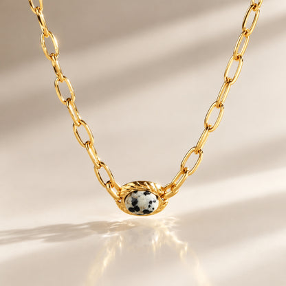 For the Mother You're Becoming-Dalmatian Jasper Egg Pendant Necklace