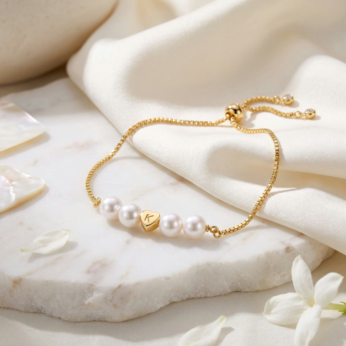 For Daughter - A Mother’s Love Personalized Pearl Initial Bracelet