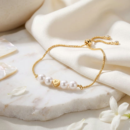 For Daughter - A Mother’s Love Personalized Pearl Initial Bracelet