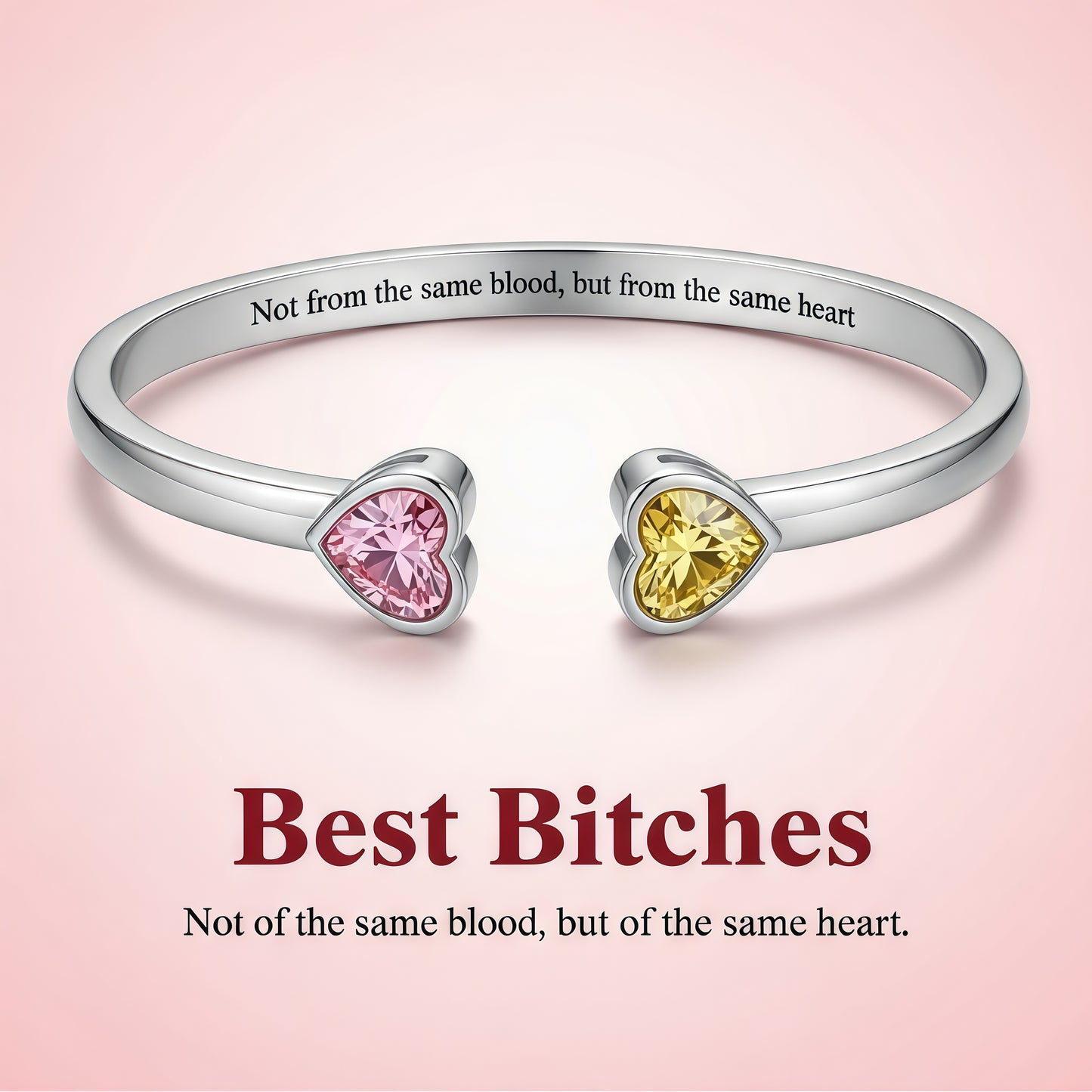 For Friend -Not Sisters By Blood But Sisters By Heart Custom Birthstones Bracelet