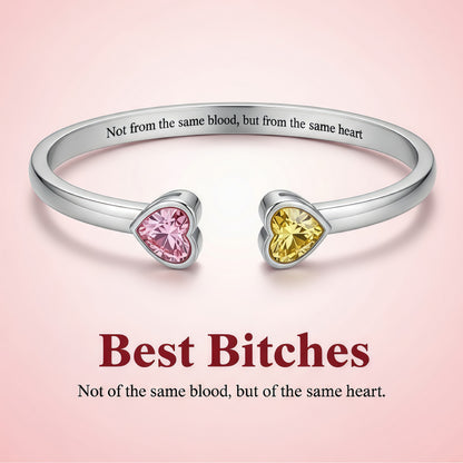 For Friend -Not Sisters By Blood But Sisters By Heart Custom Birthstones Bracelet