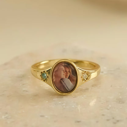 For Love-Photo Birthstone Custom Ring