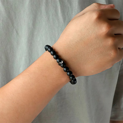 For Love - I Love You Black & White Matching Beaded Bracelet