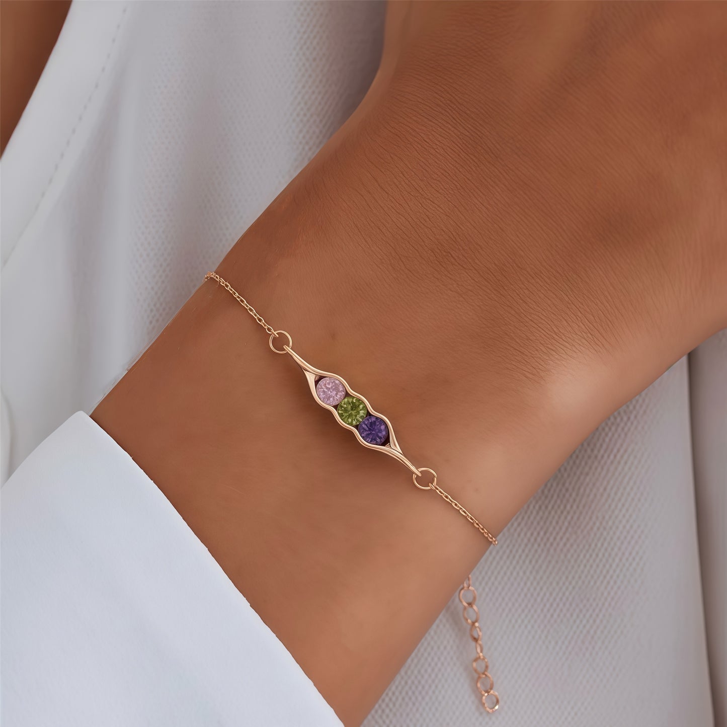 For Friend- We're Peas in a pod Birthstone Bracelet