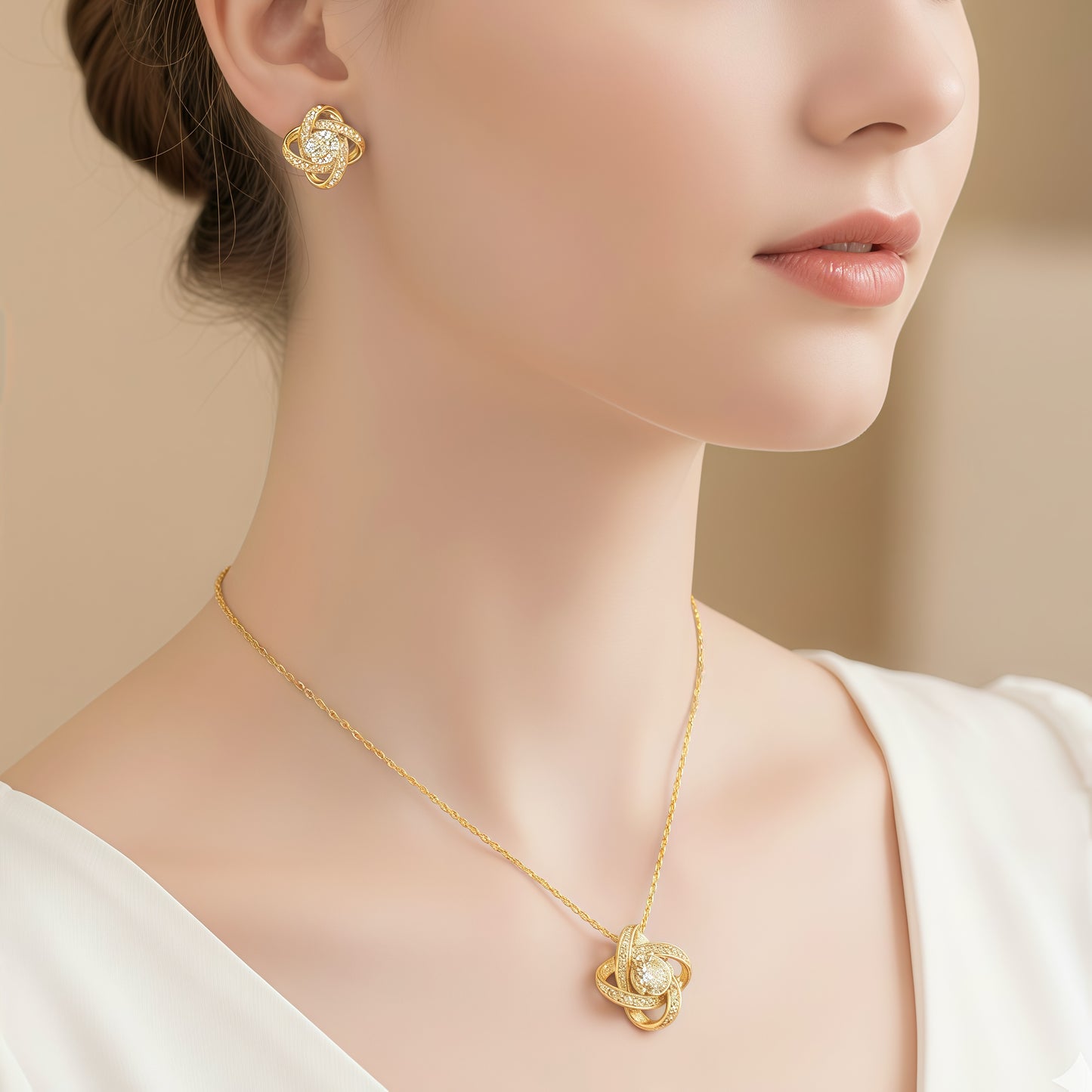 For My Granddaughter -I Am Always With You Diamond Knot Necklace