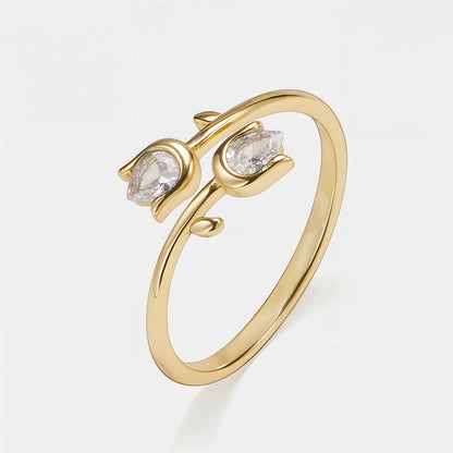 For Friend- We Will Bloom In Our Own Lives Birthstones Tulip Ring