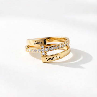 For Love- Personalized Double Name Ring