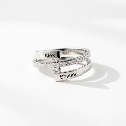 For Love- Personalized Double Name Ring