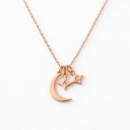 For Love- Custom Moon and Star Necklace