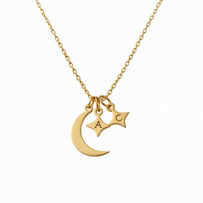 For Love- Custom Moon and Star Necklace