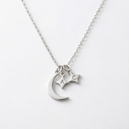 For Love- Custom Moon and Star Necklace