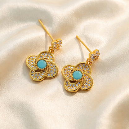 Turquoise Blossom Earrings-Carry Peace Close to Your Heart