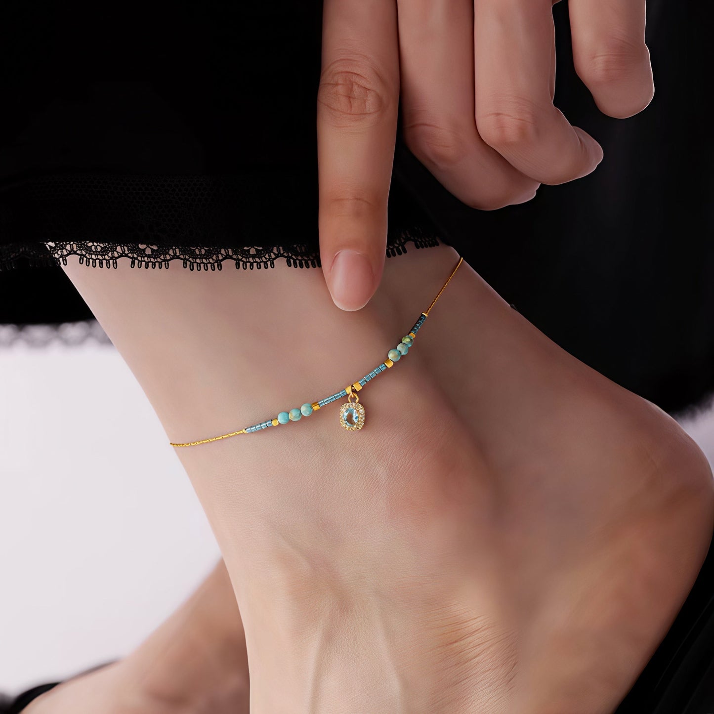 Mint Mambo — Minimalist Diamond Bead Chain