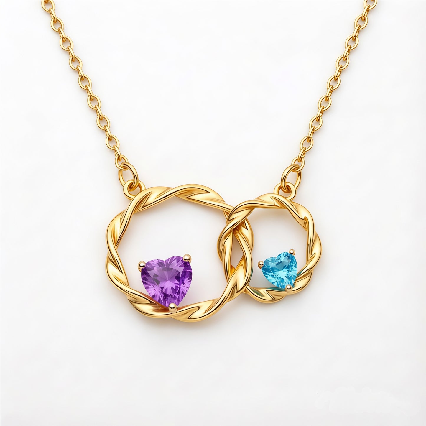 For My Daughter- I Always With You Custom Double Birthstones Necklace